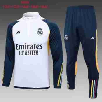 Felpa Allenamento Bambino Real Madrid 2024 Bianco Blu