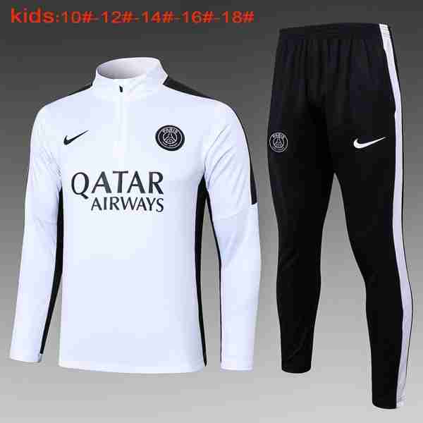 Ninos Sudadera De Training PSG 2024-2025 Blanco Felpa Allenamento Bambino Paris Saint Germain 2024 2025 Bianco