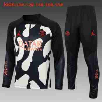Felpa Allenamento Bambino Paris Saint Germain 2024 2025 Nero Bianco