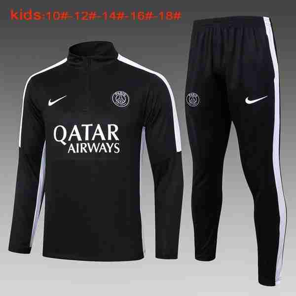 Ninos Sudadera De Training PSG 2024-2025 Negro Felpa Allenamento Bambino Paris Saint Germain 2024 2025 Nero
