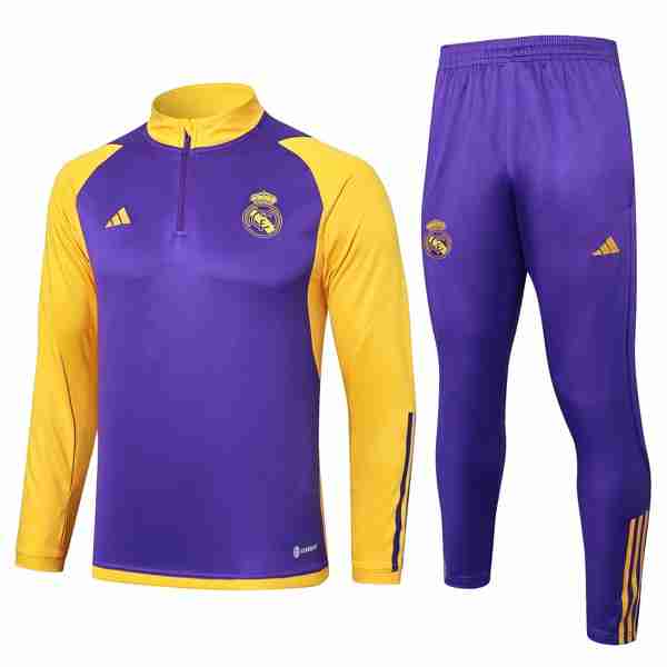 Sudadera De Training Real Madrid 2024-2025 Purpura Amarillo Felpa Allenamento Real Madrid 2024 2025 Porpora Giallo