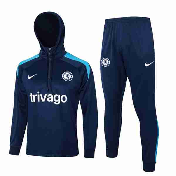 Chandal Con Capucha Chelsea 2024 2025 Azul Tuta Con Cappuccio Chelsea 2024 2025 Blu