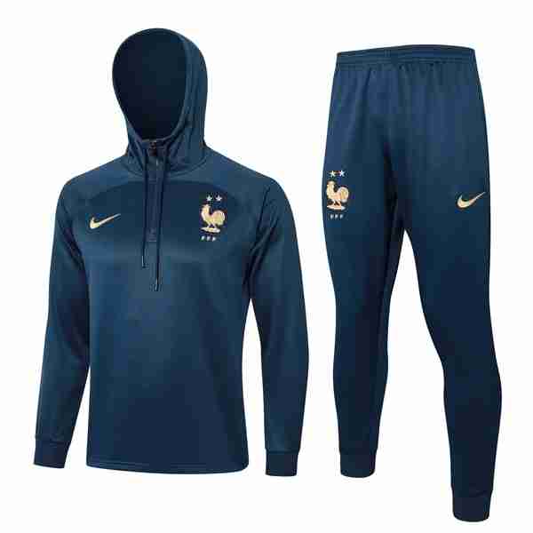 Chandal Con Capucha Francia 2024 2025 Azul Tuta Con Cappuccio Francia 2024 2025 Blu