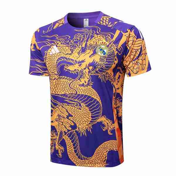 Camiseta Entrenamiento Real Madrid 2024-2025 Purpura Amarillo Thailandia Maglia Calcio Formazione Real Madrid 2024 2025 Porpora Giallo