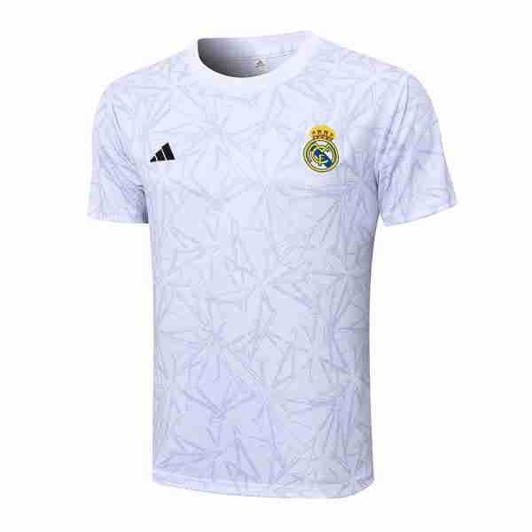 Camiseta Entrenamiento Real Madrid 2024-2025 Blanco Gris Thailandia Maglia Calcio Formazione Real Madrid 24 2025 Bianco Grigio