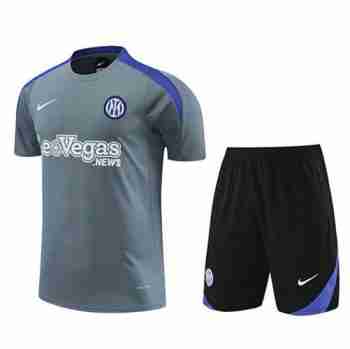 Thailandia Maglia Calcio Inter Milan Set Formazione 2024 2025 Grigio Nero