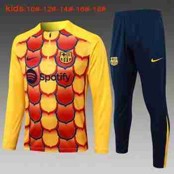Felpa Allenamento Bambino FC Barcellona 2024 2025 Giallo Rosso