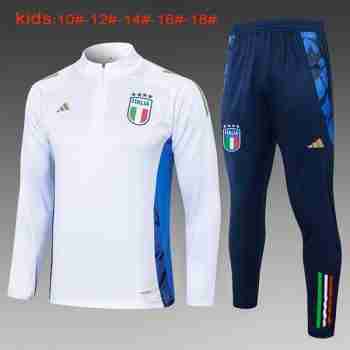 Felpa Allenamento Bambino Italia 2024 2025 Bianco Blu