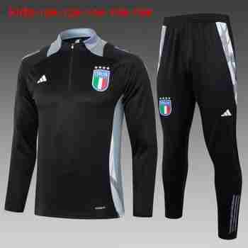 Felpa Allenamento Bambino Italia 2024 2025 Nero Grigio