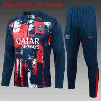 Felpa Allenamento Bambino Paris Saint Germain 2024 2025 Blu Rosso