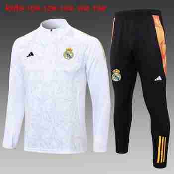 Felpa Allenamento Bambino Real Madrid 2024 2025 Bianco Grigio