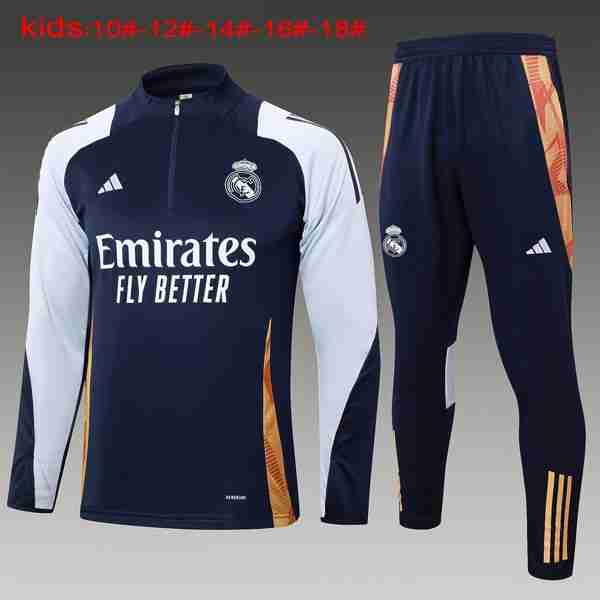 Niños Sudadera De Training Real Madrid 2024-2025 Azul 5 Felpa Allenamento Bambino Real Madrid 2024 2025 Blu