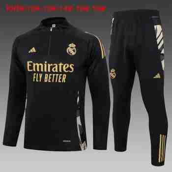 Felpa Allenamento Bambino Real Madrid 2024 2025 Nero Giallo