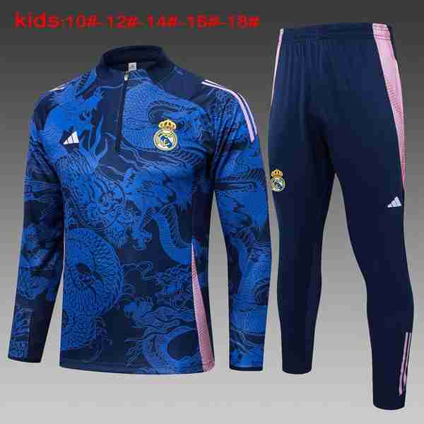 Niños Sudadera De Training Real Madrid 2024-2025 Azul 3 Felpa Allenamento Bambino Real Madrid 2024 25 Blu