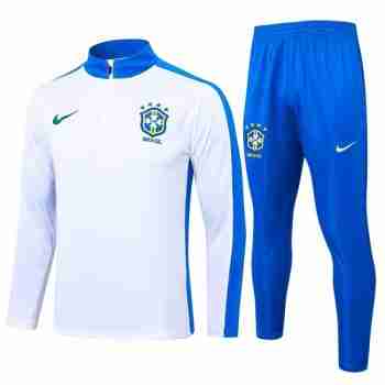 Felpa Allenamento Brasile 2024 2025 Bianco Blu