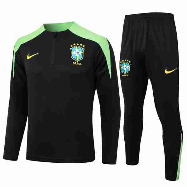 Sudadera De Training Brasil 2024-2025 Negro Verde 3 Felpa Allenamento Brasile 2024 2025 Nero Verde