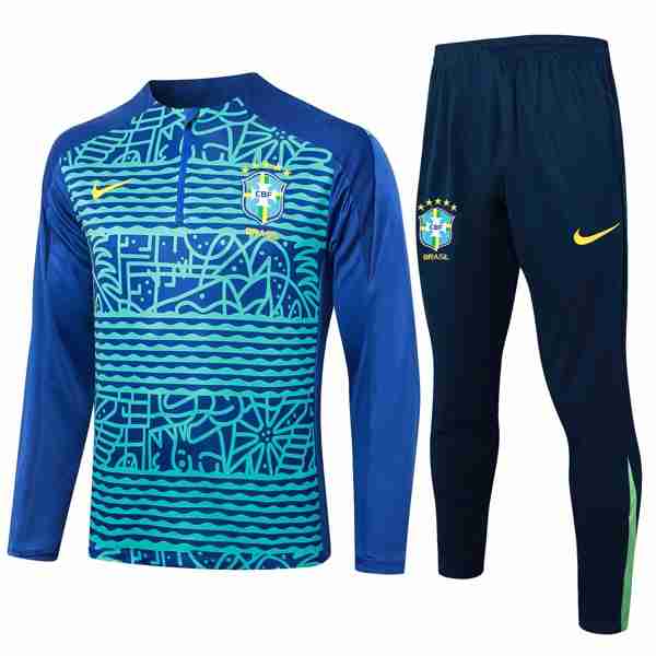 Sudadera De Training Brasil 2024-2025 Verde Azul 3 Felpa Allenamento Brasile 2024 2025 Verde Blu