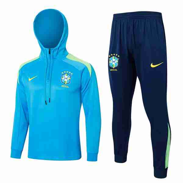 Sudadera Con Capucha Brasil 2024-2025 Azul 3 Felpa Cappuccio Brasile 2024 2025 Blu