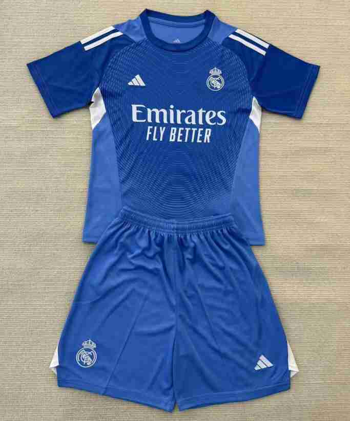 Maglia Calcio Real Madrid Set Bambino Portiere 2025 2026 Blu Maglia Calcio Real Madrid Set Bambino Portiere 2025 2026 Blu