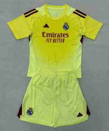 Maglia Calcio Real Madrid Set Bambino Portiere 2025 2026 Giallo