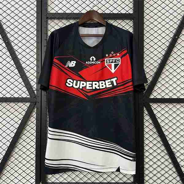 Tailandia Camiseta Sao Paulo Pre-Match 2025-2026 Negro Rojo Thailandia Maglia Calcio Sao Paulo Pre Partita 2025 2026 Nero Rosso