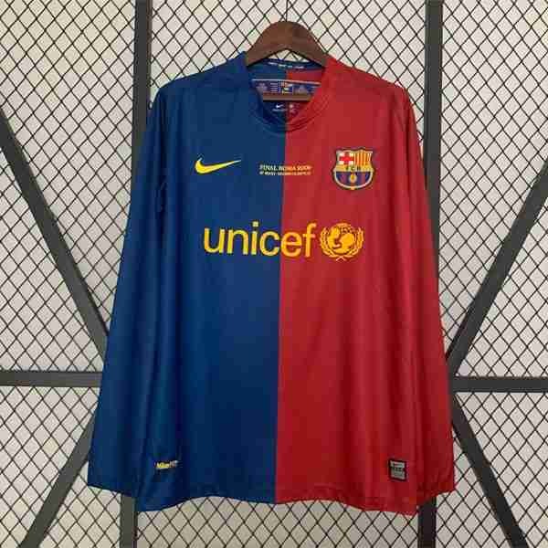 Tailandia Camiseta Barcelona 2ª Retro 2008 2009 Thailandia Maglia Calcio FC Barcellona Retro Prima Manica Lunga 2008 2009
