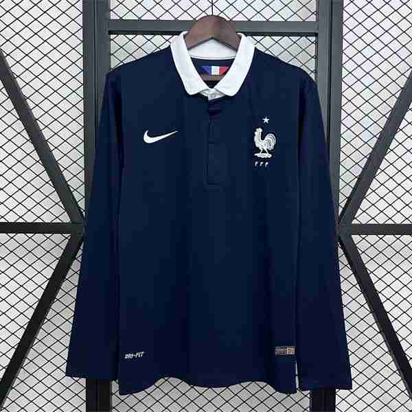 Tailandia Camiseta France 1ª Retro 2014 Thailandia Maglia Calcio Francia Retro Prima Manica Lunga 2014