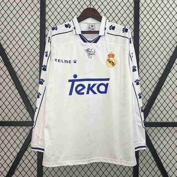 Tailandia Camiseta Real Madrid 1ª Retro ML 1994 1996 Thailandia Maglia Calcio Real Madrid Retro Prima Manica Lunga 1994 1996