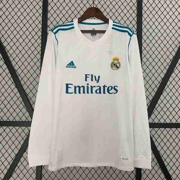 Tailandia Camiseta Real Madrid 1ª ML Retro 2017 2018 Thailandia Maglia Calcio Real Madrid Retro Prima Manica Lunga 2017 2018