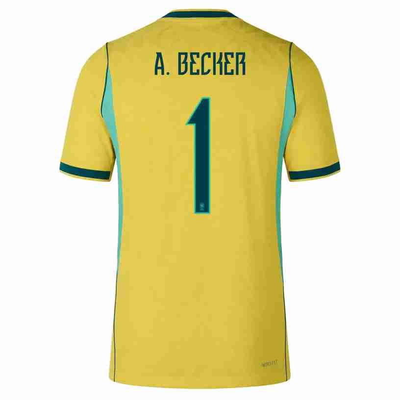 A. BECKER NO.1 Maglia Calcio Brasile Prima 2026 – Versione Giocatore A. BECKER NO.1 Maglia Calcio Brasile Prima 2026 – Versione Giocatore