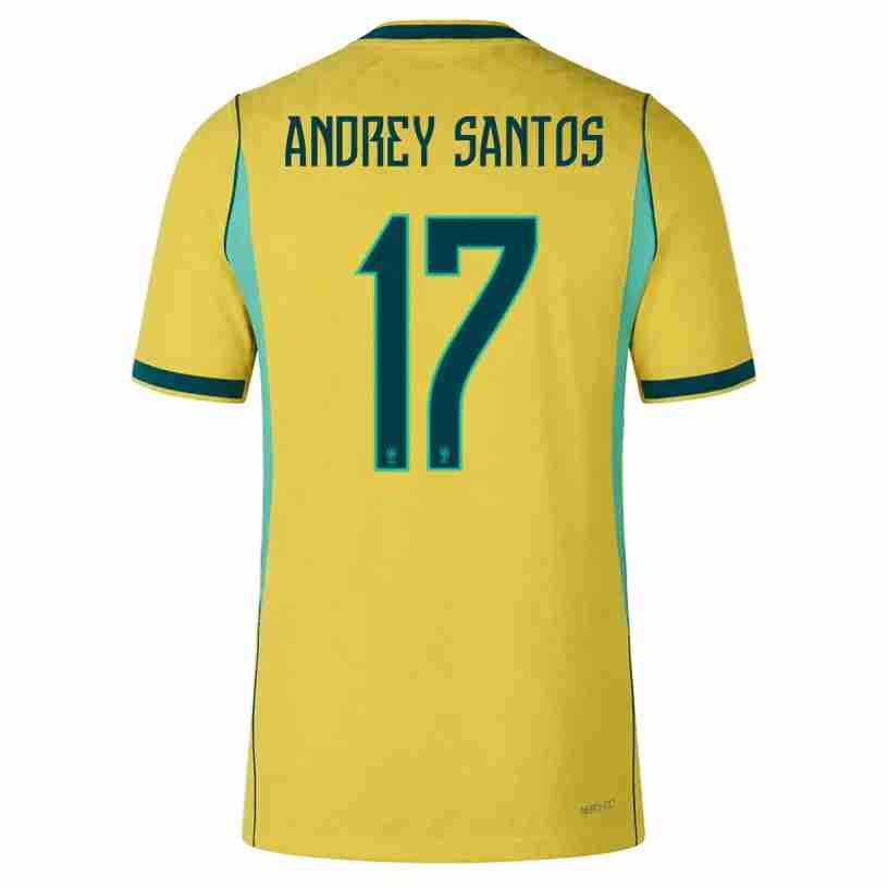 ANDREY SANTOS NO.17 Maglia Calcio Brasile Prima 2026 – Versione Giocatore ANDREY SANTOS NO.17 Maglia Calcio Brasile Prima 2026 – Versione Giocatore