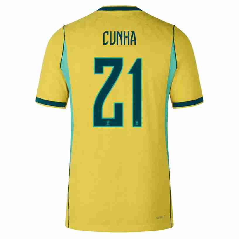 CUNHA NO.21 Maglia Calcio Brasile Prima 2026 – Versione Giocatore CUNHA NO.21 Maglia Calcio Brasile Prima 2026 – Versione Giocatore