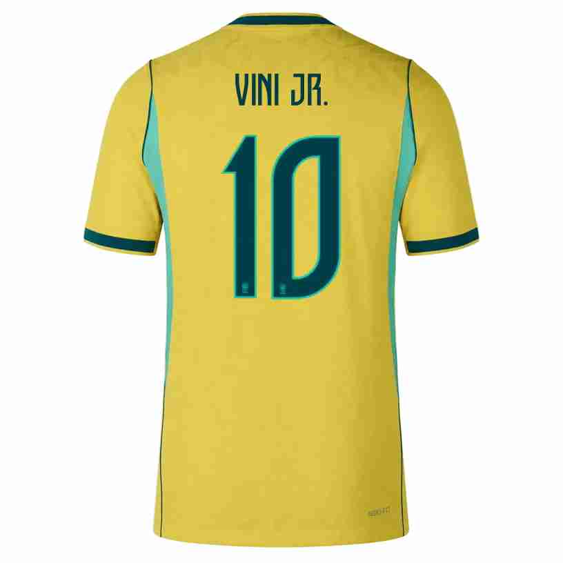 VINI JR. NO.10 Maglia Calcio Brasile Prima 2026 – Versione Giocatore VINI JR. NO.10 Maglia Calcio Brasile Prima 2026 – Versione Giocatore