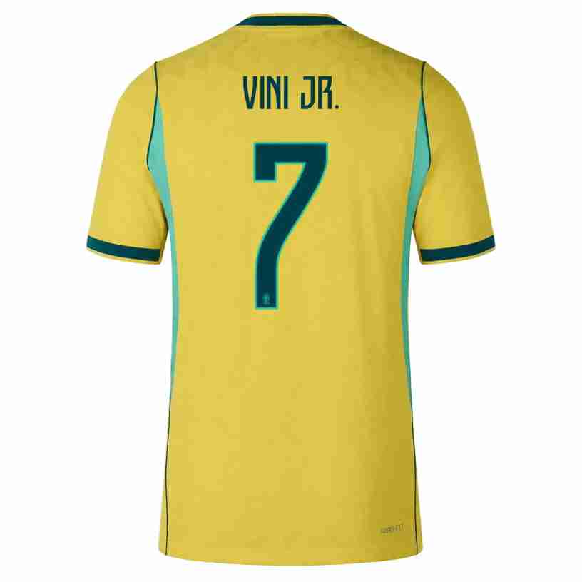 VINI JR. NO.7 Maglia Calcio Brasile Prima 2026 – Versione Giocatore VINI JR. NO.7 Maglia Calcio Brasile Prima 2026 – Versione Giocatore